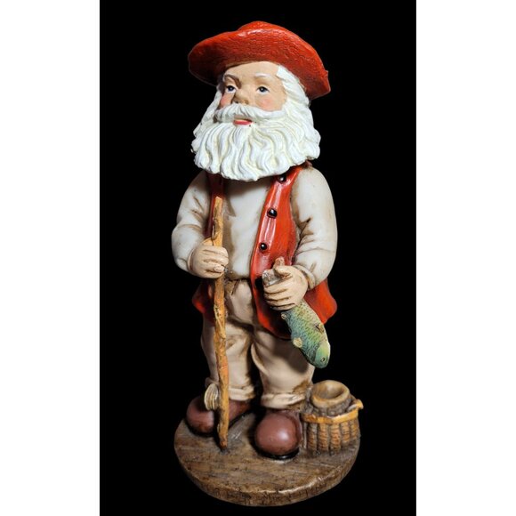 Christmas Santa Claus Bobble Head with Fish Fisherman Fishing 7 inches 2002 - Picture 8 of 9
